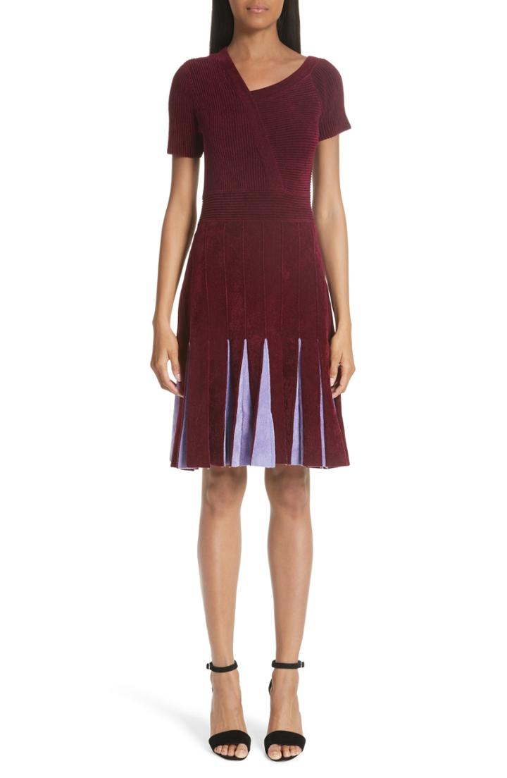 Women's Yigal Azrouel Asymmetrical Chenille Dress - Burgundy