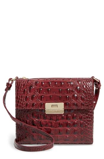 Brahmin Melbourne Manhattan Croc Embossed Leather Crossbody Bag - Burgundy