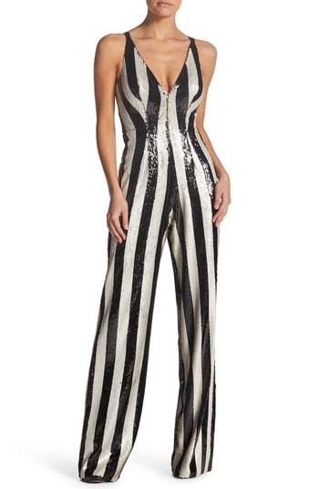 Women's Dress The Population Bobbie Sequin Jumpsuit, Size - Black