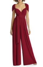 Women's Dessy Collection Convertible Wide Leg Jersey Jumpsuit - Burgundy