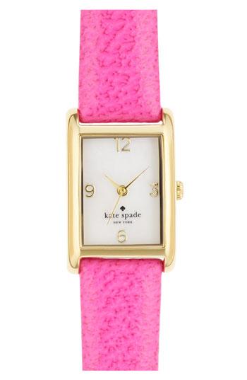 Kate Spade New York 'cooper' Leather Strap Watch Gold/ Pink One Size