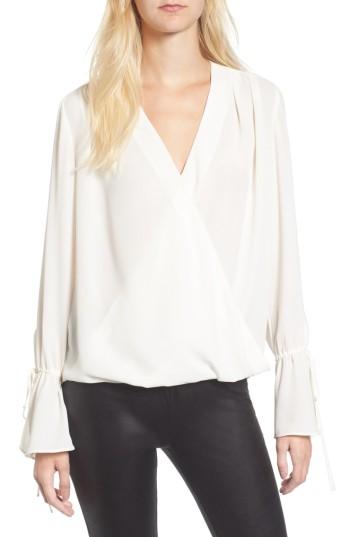 Women's Trouve Surplice Tie Sleeve Top, Size - Ivory