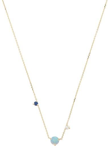 Women's Wwake Counting Collection - Three-step Opal, Sapphire & Diamond Necklace