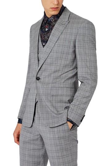 Men's Charlie Casely-hayford X Topman Skinny Fit Check Suit Jacket - Grey