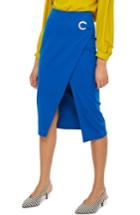 Women's Topshop Eyelet Detail Wrap Jersey Skirt Us (fits Like 0) - Blue