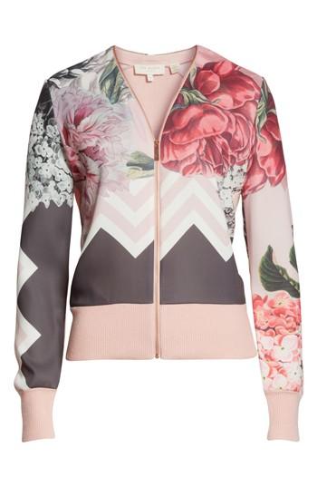 Women's Ted Baker London Palace Gardens Zip-up Cardigan - Pink