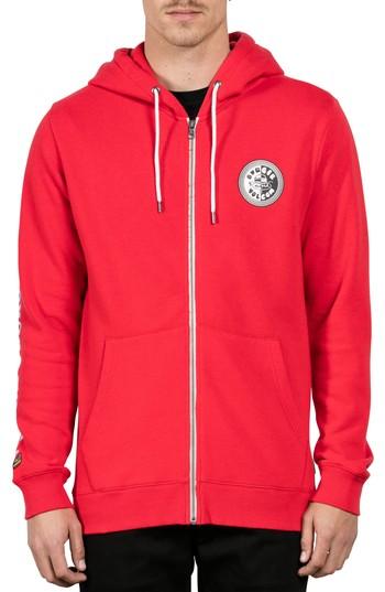 Men's Volcom X Burger Records Hoodie, Size - Red