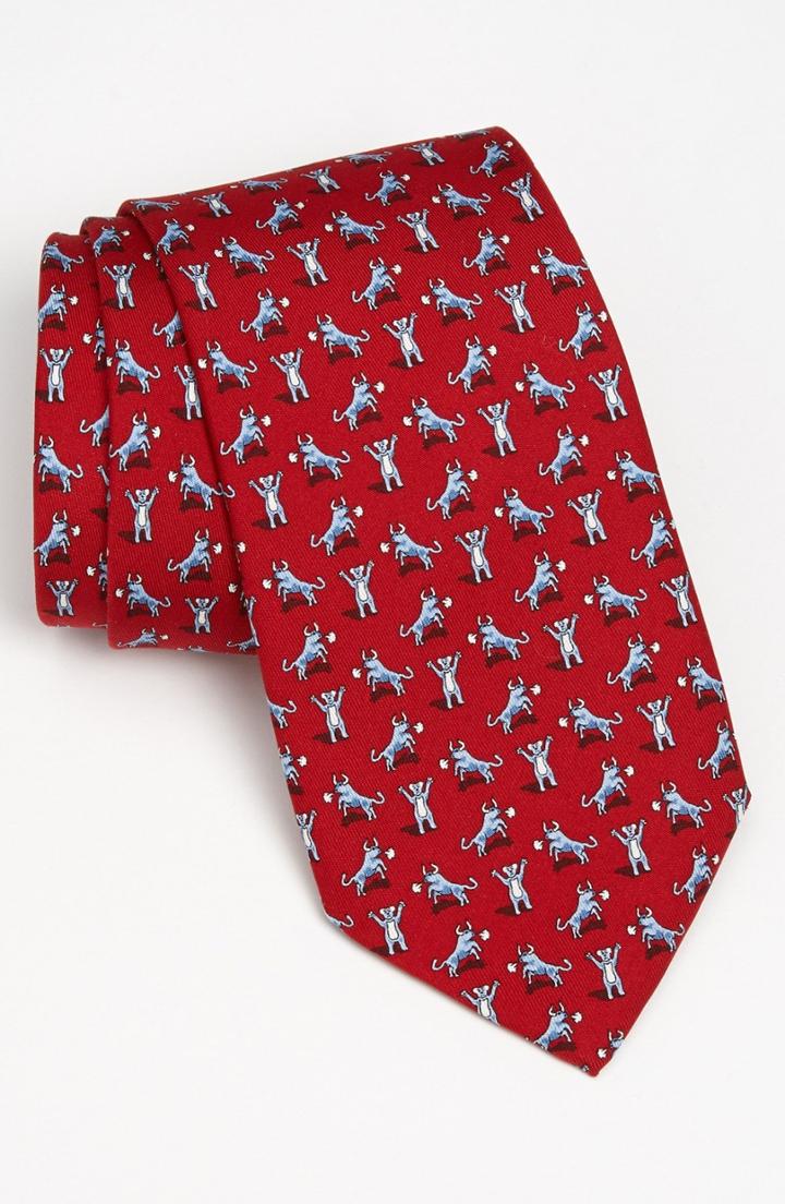 Men's Vineyard Vines 'bull And Bear' Silk Tie, Size - Red