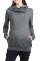 Women's Kimi And Kai Ella Slouch Neck Maternity Hoodie - Grey
