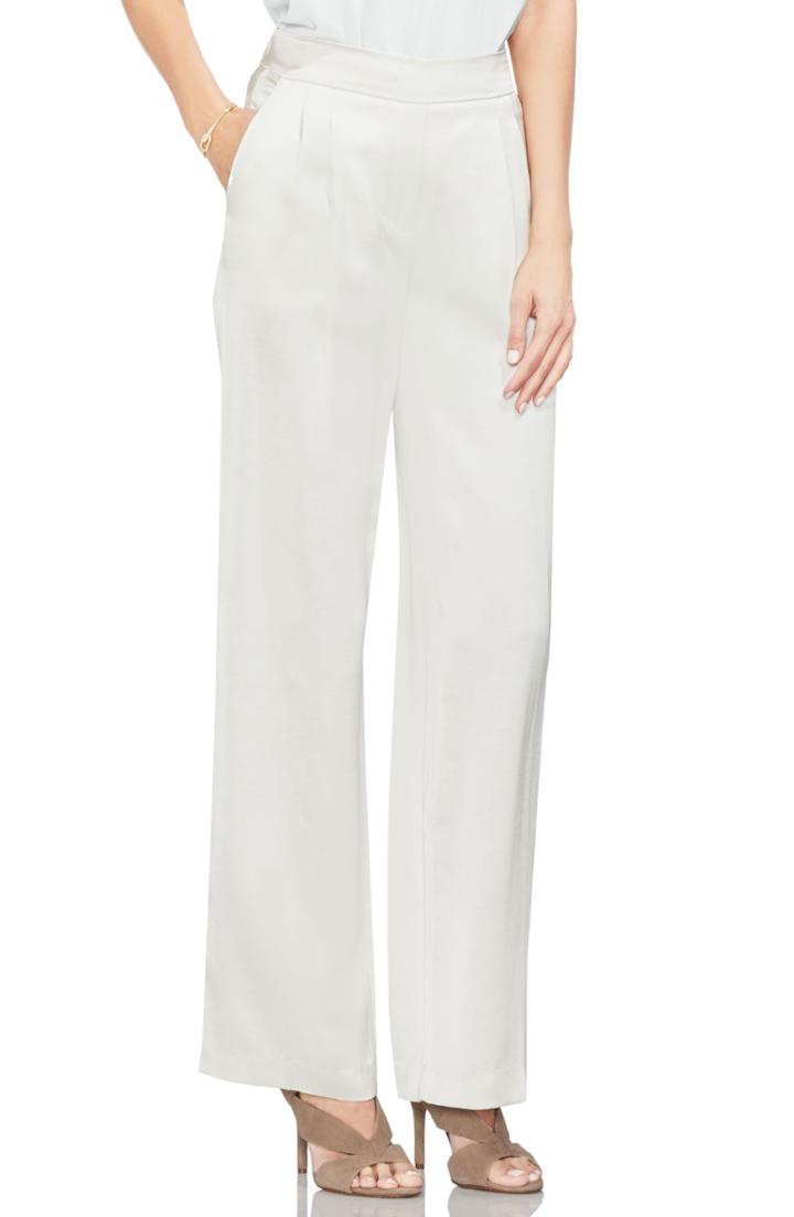 Women's Vince Camuto Satin Front Pleat Wide Leg Pants