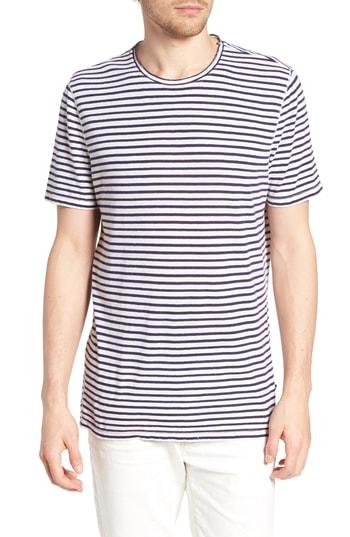 Men's Ag Theo Striped Cotton & Linen T-shirt - Blue