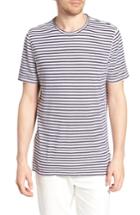 Men's Ag Theo Striped Cotton & Linen T-shirt - Blue
