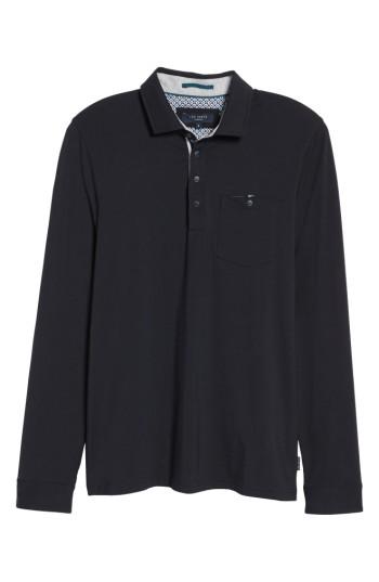 Men's Ted Baker London Denn Long Sleeve Polo (m) - Blue