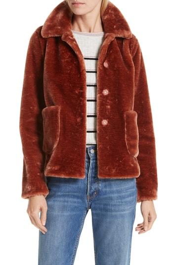 Women's La Vie Rebecca Taylor Faux Fur Coat - Brown