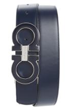 Men's Salvatore Ferragamo Reversible Leather Belt - Navy / Nero