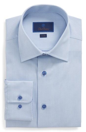 Men's David Donahue Trim Fit Solid Dress Shirt .5 - 34/35 - Pink