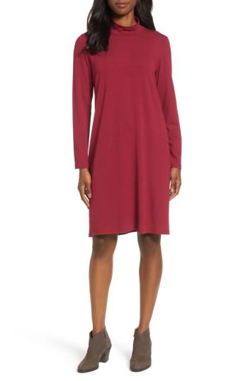 Women's Eileen Fisher Mock Neck Shift Dress, Size - Red
