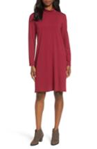 Women's Eileen Fisher Mock Neck Shift Dress, Size - Red