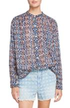 Women's Isabel Marant Etoile Nahla Print Cotton Shirt Us / 34 Fr - Blue