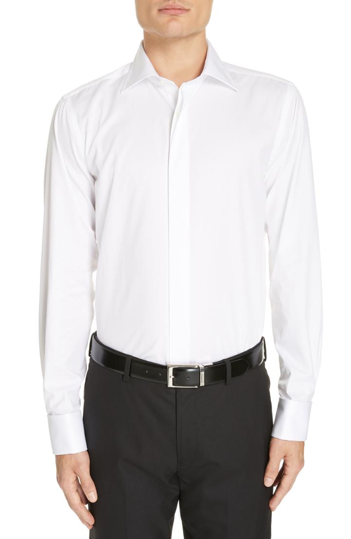 Men's Canali Lux Fit Tuxedo Shirt, Size 17 - White