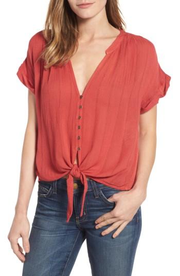 Women's Lucky Brand Tie Front Top - Red