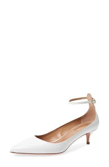 Women's Aquazzura Kisha Ankle Strap Pump Us / 37eu - White
