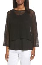 Women's Eileen Fisher Organic Linen Crop Sweater - Black