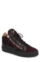 Men's Giuseppe Zanotti Mesh Mid Top Sneaker Us / 41eu - Burgundy