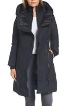Women's Mackage Hooded Asymmetrical Down Coat With Inset Bib, Size - Black