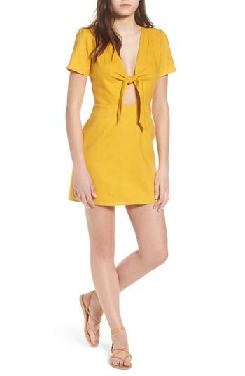 Women's Socialite Jillian Tie Front Minidress - Yellow