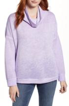 Petite Women's Caslon Burnout Back Pleat Sweatshirt, Size P - Purple