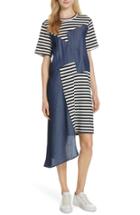 Women's Clu Stripe Mixed Media T-shirt Dress - Blue