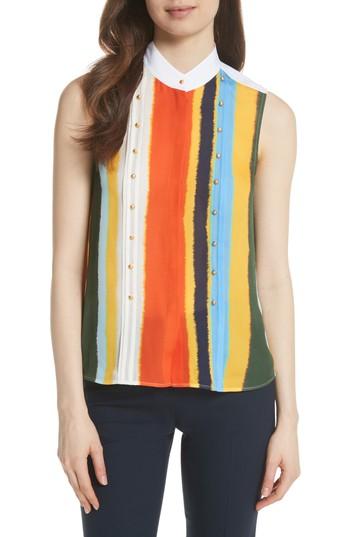 Women's Tory Burch Bettina Studded Silk Georgette Top - White