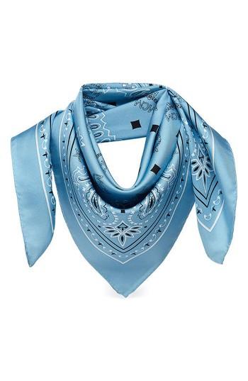 Women's Mcm Logo Silk Bandana Scarf, Size - Blue