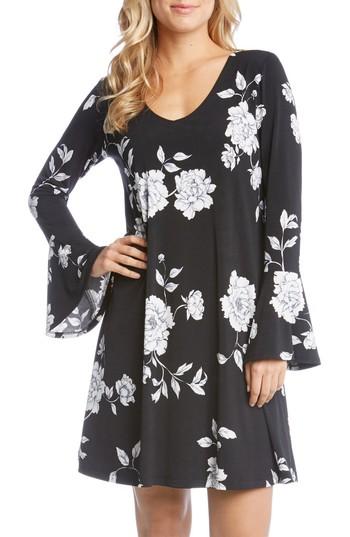 Women's Karen Kane Taylor Bell Cuff Floral A-line Dress - Black