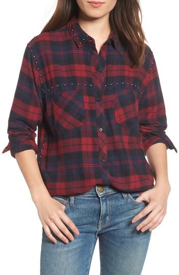 Women's Rails Rex Studded Plaid Shirt, Size - Red