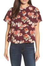 Women's Halogen Layered Floral Top - Burgundy