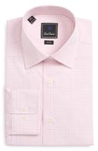 Men's David Donahue Trim Fit Check Dress Shirt .5 32/33 - Pink