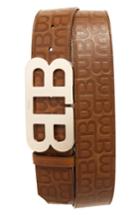 Men's Bally Stamped Logo Leather Belt - Cigar