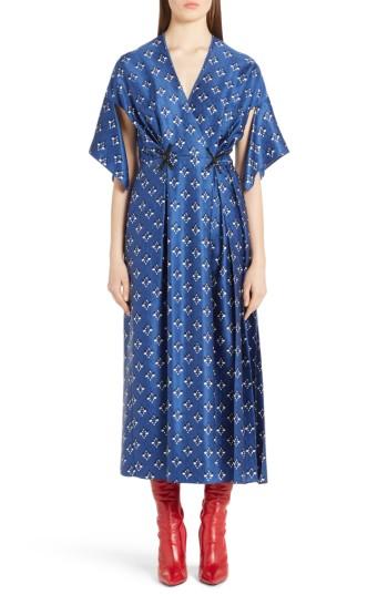 Women's Fendi Drops Print Silk Dress Us / 40 It - Blue