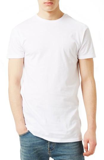 Men's Topman Muscle Fit Longline T-shirt - White