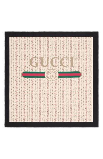 Women's Gucci Liberty Flowers Fouland Silk Square Scarf, Size - Ivory