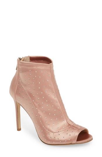 Women's Jewel Badgley Mischka Margarita Embellished Peep Toe Bootie .5 M - Pink