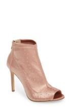 Women's Jewel Badgley Mischka Margarita Embellished Peep Toe Bootie .5 M - Pink