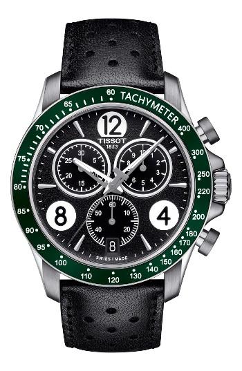 Men's Tissot V8 Chronographic Leather Strap Watch, 43mm