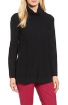 Women's Chaus Cowl Neck Bell Sleeve Ribbed Sweater - Black
