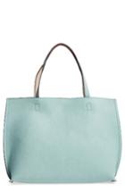 Street Level Reversible Faux Leather Tote & Wristlet - Green