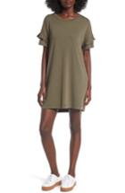 Women's Ruffle Sleeve T-shirt Dress - Green