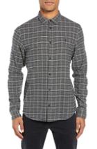 Men's Allsaints Amos Slim Fit Flannel Shirt, Size - Grey