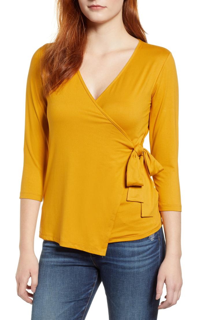 Women's Bobeau Butter Faux Wrap Top - Yellow